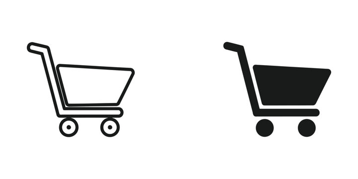Black and white shopping cart icons side by side