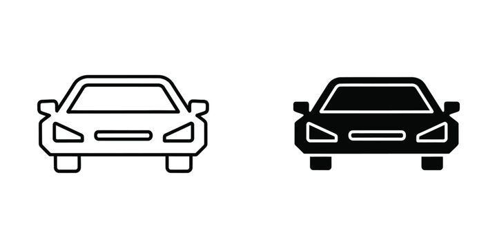 Minimalist car icons in contrasting line styles