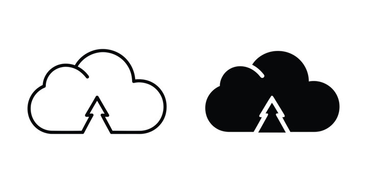 Upload download cloud icon with arrow symbol in black and white