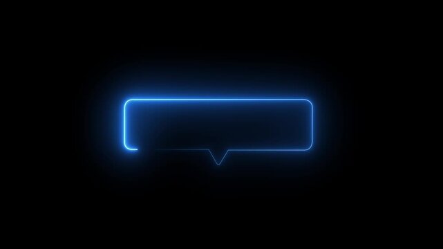 Cyan Neon box Speech box Frame on Black Background chat message Neon box animation 