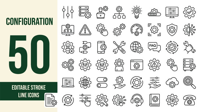 Configuration icon set. Editable line icons. Vector illustration.
