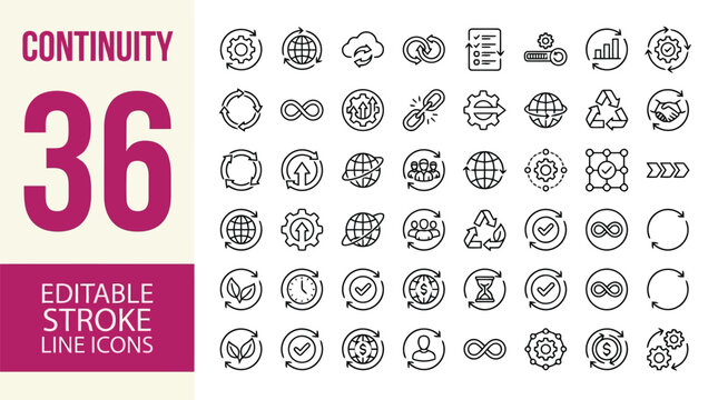Continuity icon set. Editable line icons. Vector illustration.