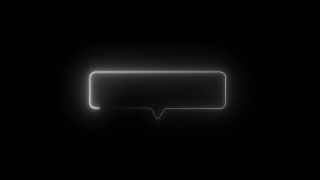Cyan Neon box Speech box Frame on Black Background chat message Neon box animation 