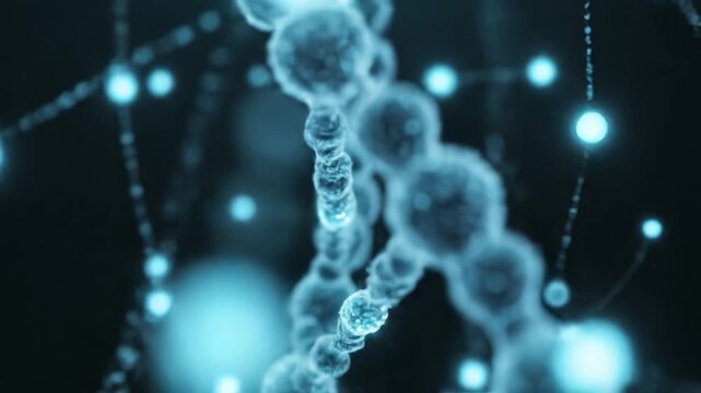 Molecular structure dna strand genetic code science background blue light abstract pattern biotechnology cell structure dna helix sequence research medicine chemistry network