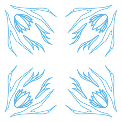 Fototapeta premium Blue Tulip Floral Corner Frame Border Ornament Transparent PNG Clipart