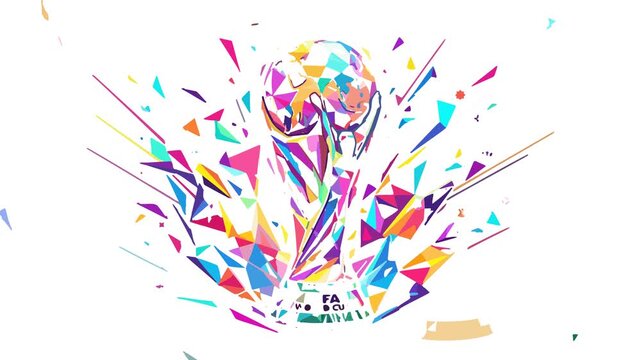 Abstract Geometric Explosion of a Championship Trophy Design with Vibrant Colors