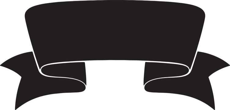 Black scroll banner isolated on transparent background for your creative design.