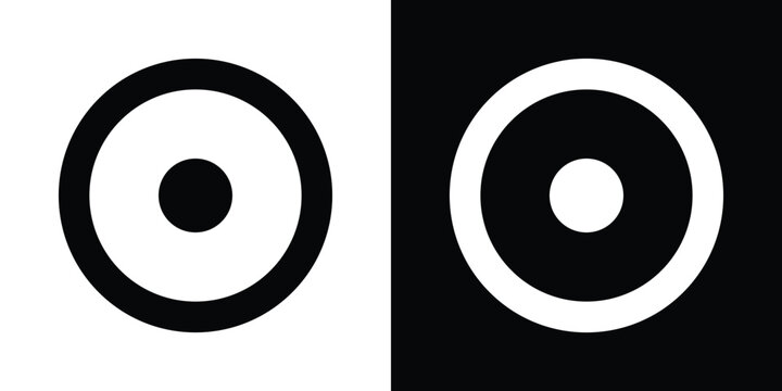 Black and white minimalist of two concentric circles with different fill colors, solid fill