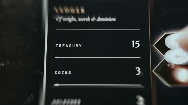 User increases Treasury and Coins values by tapping hexagonal cells that reveal new coins