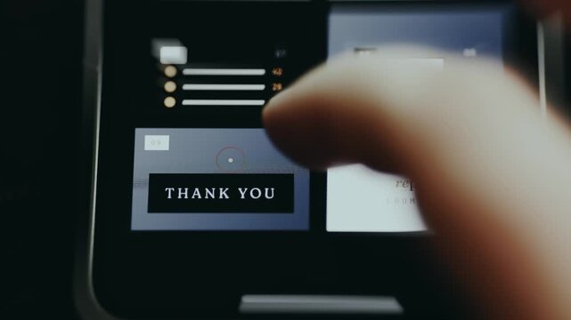 Person interacts with presentation templates