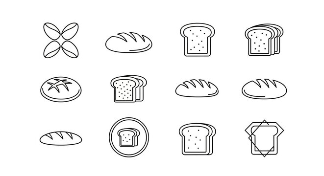 Bread Icons: Loaves and Slices, Various Styles