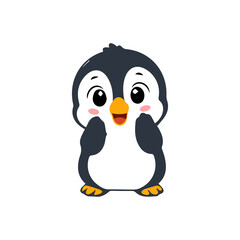 Obraz premium Cartoon penguin vector illustration icons with funny expressions and cheerful characters, perfect for creative designs.