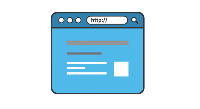 browser window icon with search bar and menu flat vector illustration