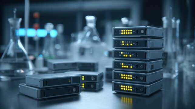 Stacked Solid-State Drive Units with Illuminated Indicator Lights in a Data Center Environment
