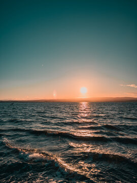 Sunset over the open water at Fortrose, Scotland