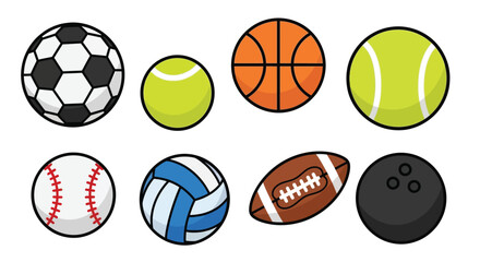 Obraz premium collection of sports balls flat vector illustration on white background