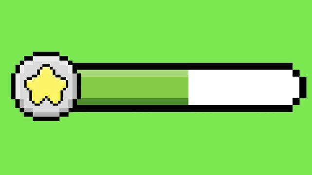 Retro Pixel Art Progress Bar Graphic with Star Icon for Game Interface and Achievement Display