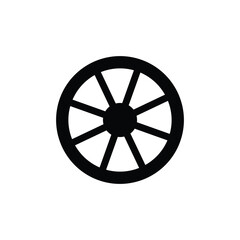 Fototapeta premium Black wheel simple silhouette on white background