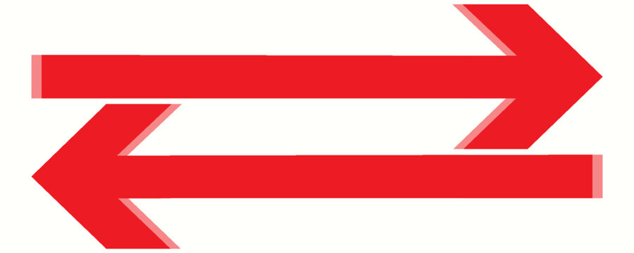 
Long and thin red arrow isolated on a transparent background. Straight vector arrow icon.