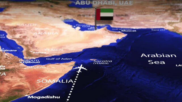 Flight From Antananarivo MADAGASCAR to Abu Dhabi UAE with flag pins