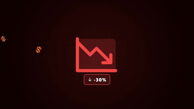 Business Loss Chart Animation Depicts Financial Decline in Red