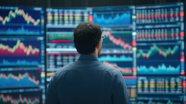 Businessman reviews financial data