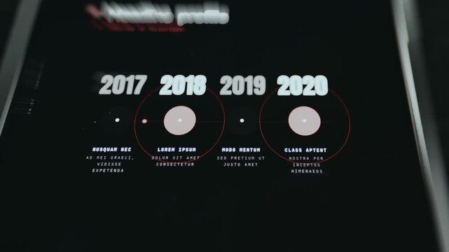 User interface with placeholder text for a timeline