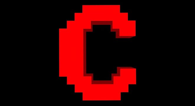 Red Pixelated Letter C 3D Retro Style
