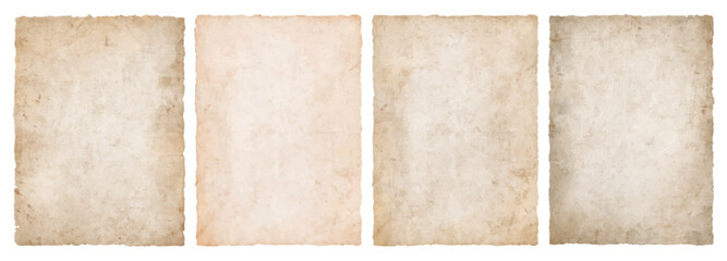 Fototapeta premium Vintage antique paper texture set, old aged parchment background, distressed retro paper sheets