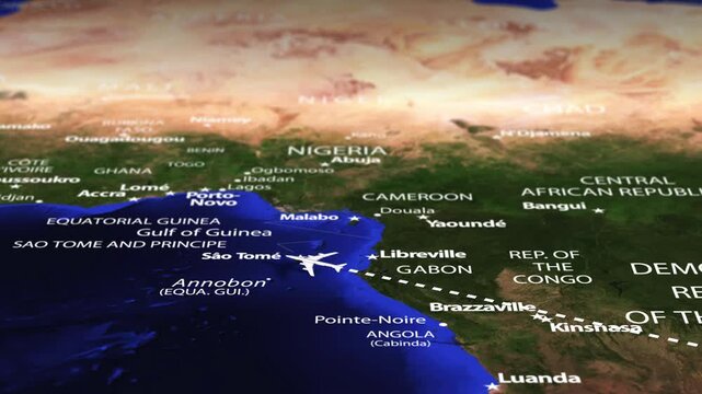 Flight From Antananarivo MADAGASCAR to Conakry GUINEA with flag pins
