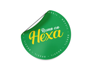 Fototapeta premium Rumo ao Hexa. Copa do Mundo 2026. Seleção brasileira. Ilustração estilo adesivo.