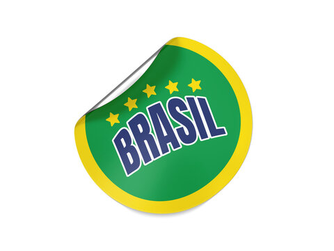 Brasil 5 estrelas pentacampe&atilde;o. Copa do mundo. Sele&ccedil;&atilde;o brasileira. Ilustra&ccedil;&atilde;o estilo adesivo.