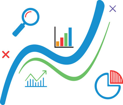 Abstract Analytics Growth Curve with Business Chart Elements Vector Illustration