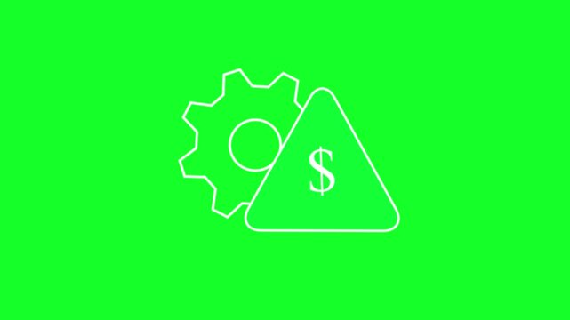 Minimalist line animation of spinning gear and percentage sign on white background.