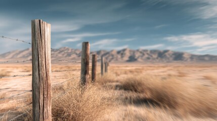 Obraz premium Desolate desert fence