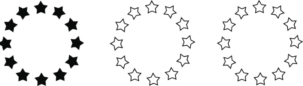 Black and white stars arranged in arcs outline