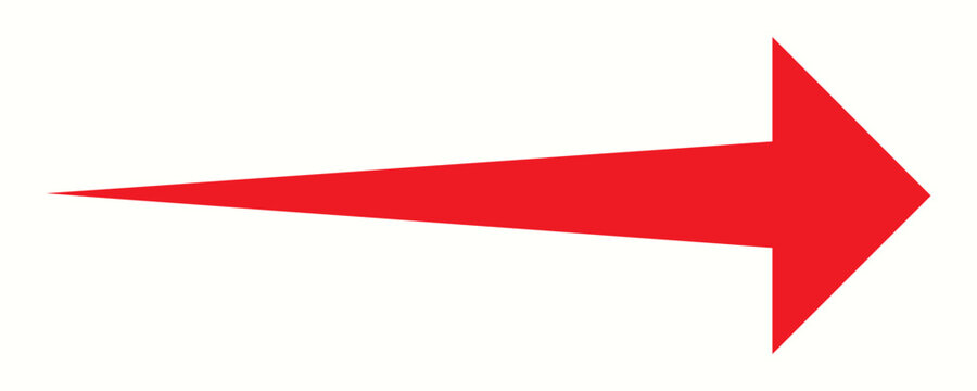 
Long and thin red arrow isolated on a transparent background. Straight vector arrow icon.