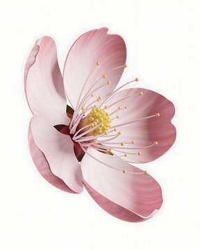 Pink orchid flower with yellow center, digital isolated on white cattleya flower digital isolated