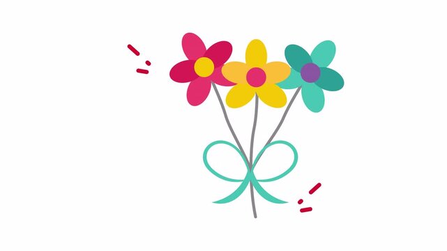 Bouquet of flowers with ribbon, perfect for greeting cards, invitations, posters, and springthemed designs. Ideal for floral concepts.