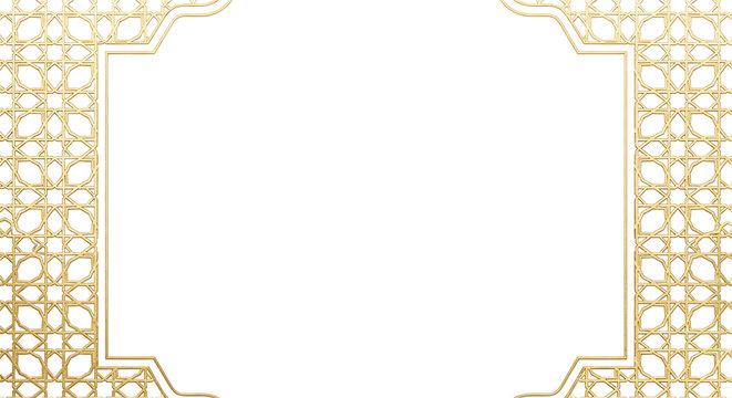 Golden Islamic geometric pattern frame background for greeting cards and design