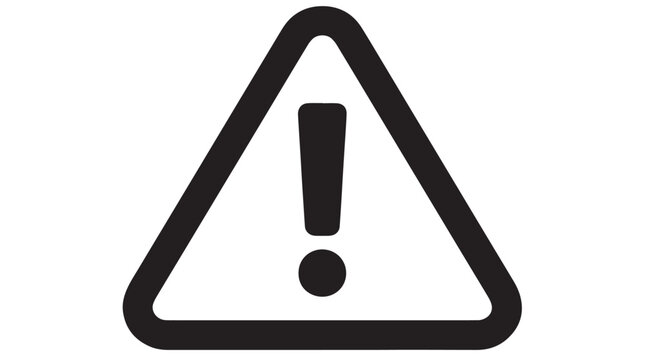 A bold black triangular hazard warning sign featuring a central exclamation mark as a vector illustration