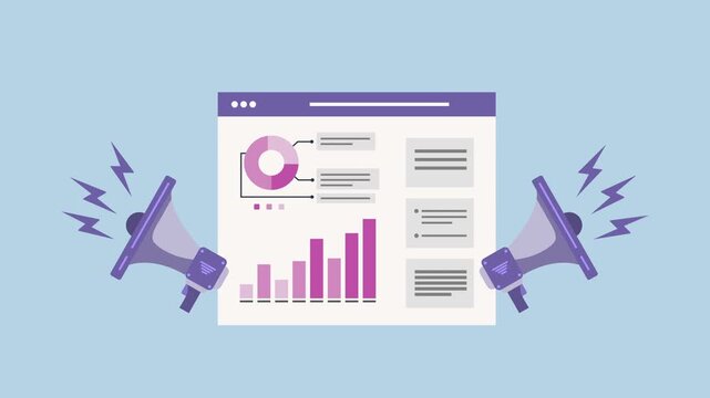 Web Analytics Marketing Data Concept 2d Animation with Alpha Matte