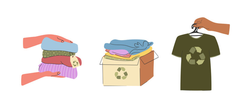 Clothes Recycling and Donation Vector Set