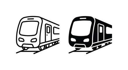 Modern Metro Train Icons, Urban Subway Transport Symbols, Public Transit Vector Graphics, Commuter Rail Line Art © Salman