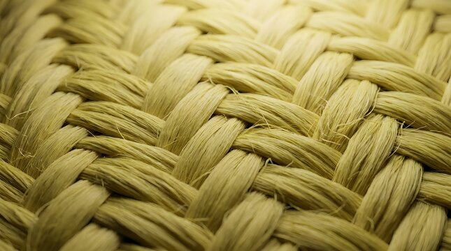 Close-up of yellow woven Kevlar fiber texture with diagonal weave pattern