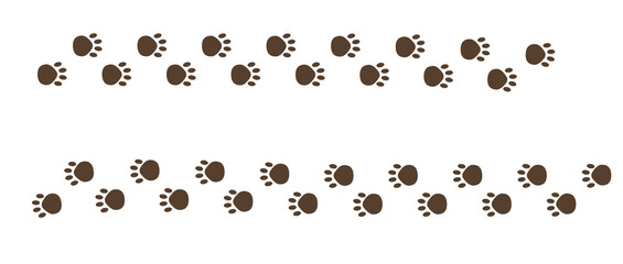 Paw vector foot trail print on white background. foot trail cat or Dog, path pattern animal tracks, isolated on tranparent background  © Izzat