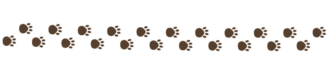 Paw vector foot trail print on white background. foot trail cat or Dog, path pattern animal tracks, isolated on tranparent background  © Izzat