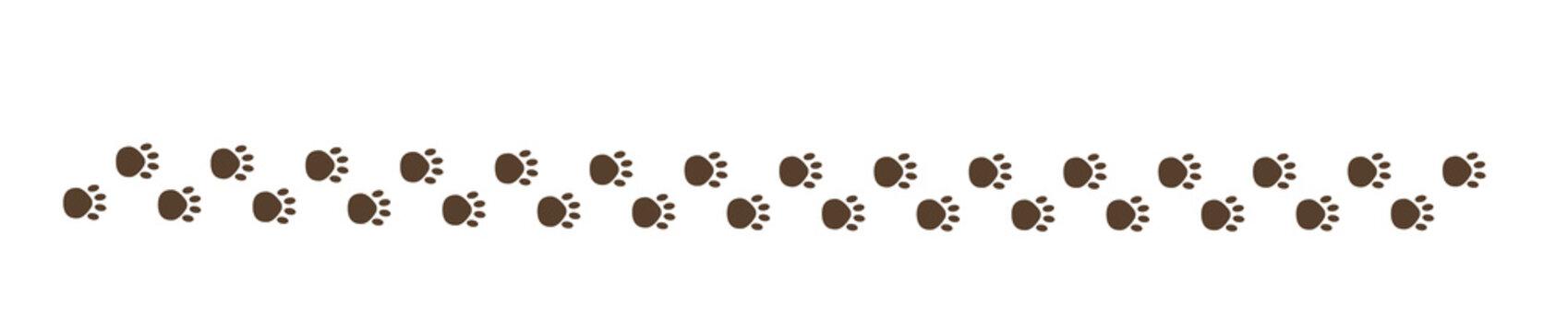 Paw vector foot trail print on white background. foot trail cat or Dog, path pattern animal tracks, isolated on tranparent background 
