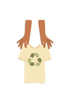 Eco Friendly Recycling T-shirt in Hands Vector