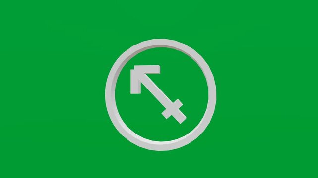 Sagittarius zodiac sign in circle frame rotating 3D image on chroma key green screen background